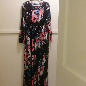 Black Dress With Flower Pattern
